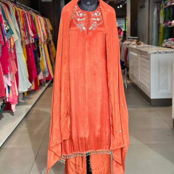 A LINE HANDWORK SUIT SET - Rusty Orange - 38