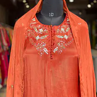 A LINE HANDWORK SUIT SET - Rani Pink - 38