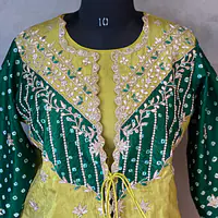 INDO FUSION HANDWORK PLAZO SET - Mustard - 40