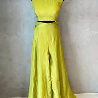 INDO FUSION HANDWORK PLAZO SET - Mustard - 44