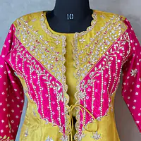 INDO FUSION HANDWORK PLAZO SET - Green - 42