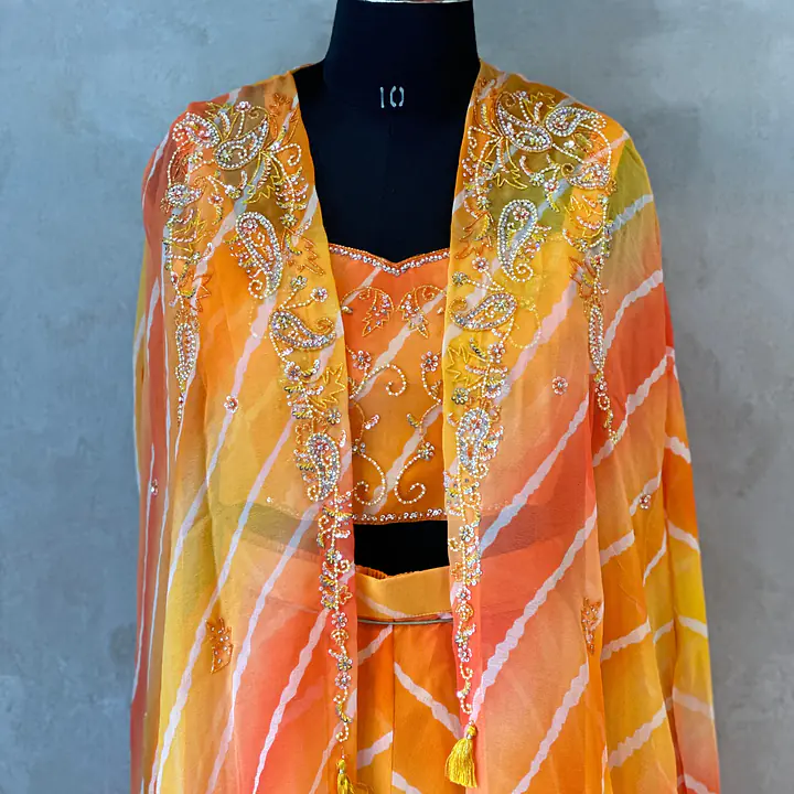 LAHARIYA DESIGNER PLAZO WITH SHURG SET - Yellow - 42