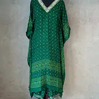 PURE CHINON KAFTAN WITH AFGANI PANT - Pink - 38
