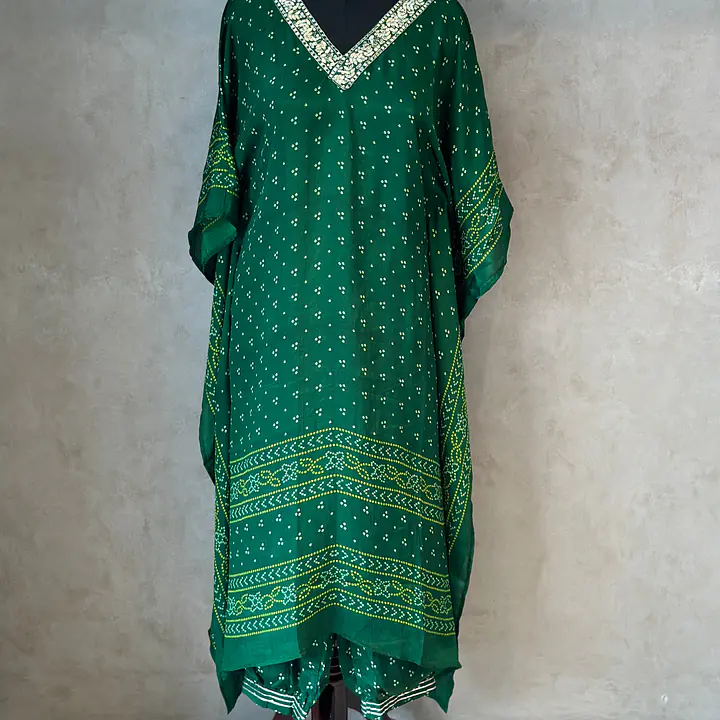 PURE CHINON KAFTAN WITH AFGANI PANT - Pink - 38
