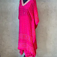 PURE CHINON KAFTAN WITH AFGANI PANT - Pink - 46