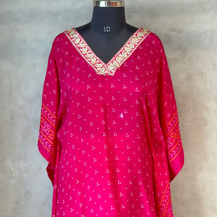PURE CHINON KAFTAN WITH AFGANI PANT - Green - 42