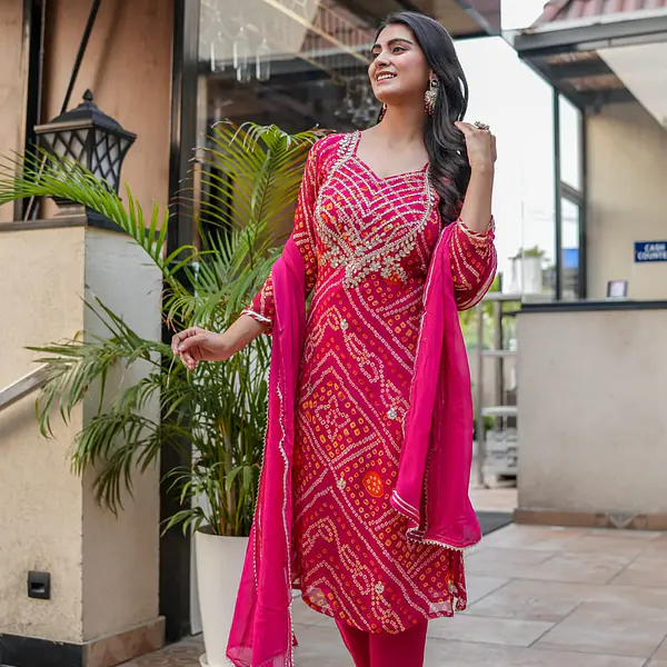 PURE GEORGETTE GOTA PATTI SUIT SET - 38 - MGENTA