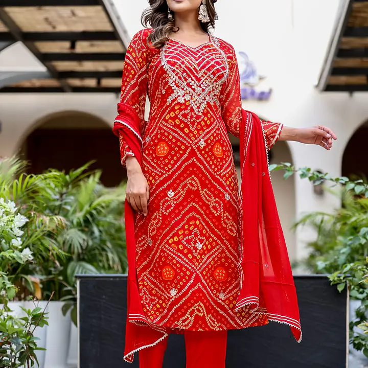 PURE GEORGETTE GOTA PATTI SUIT SET - 40 - MGENTA