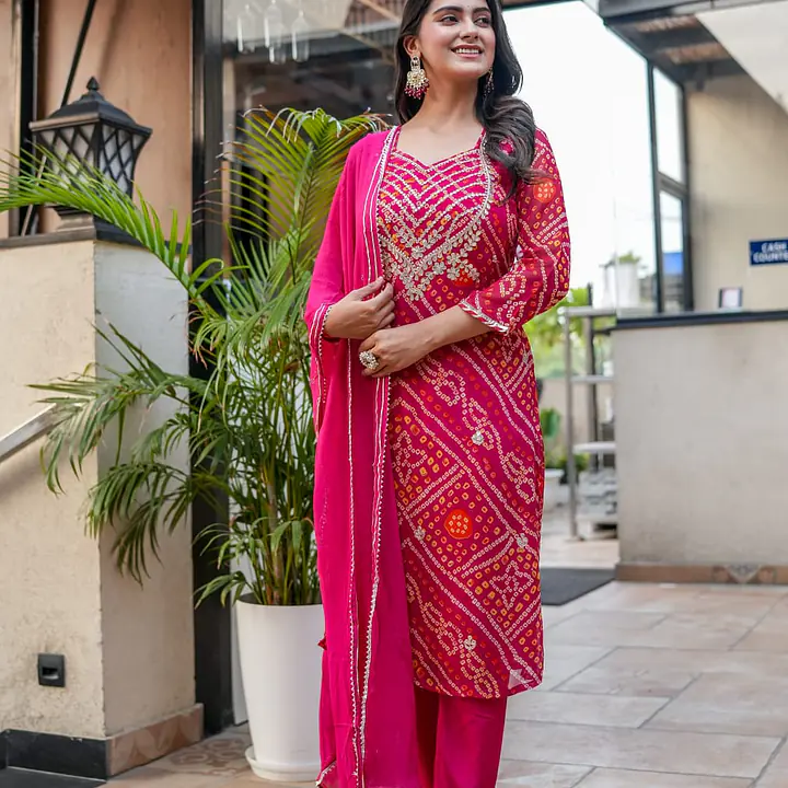 PURE GEORGETTE GOTA PATTI SUIT SET - 42 - MGENTA