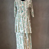 BEAUTIFUL FLORAL PRINT CO-ORD SET - Sky Blue - 38