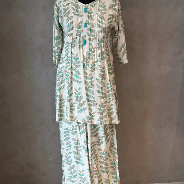 BEAUTIFUL FLORAL PRINT CO-ORD SET - Sky Blue - 38