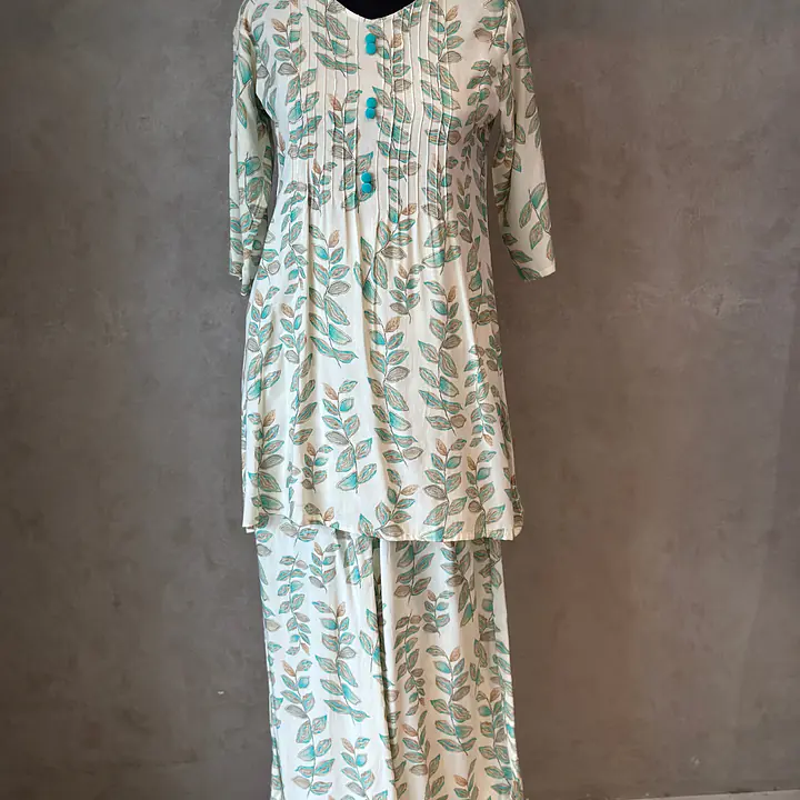 BEAUTIFUL FLORAL PRINT CO-ORD SET - Sky Blue - 38