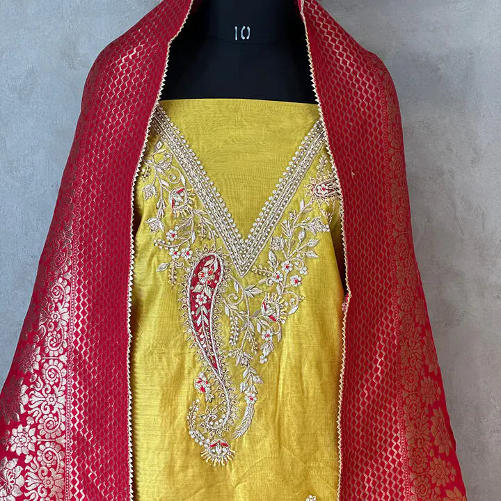 PURE ORGANZA HANDWORK SUIT SET