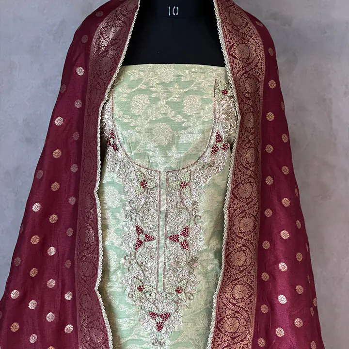 PURE ZARI SILK SUIT SET WITH HANDWORK