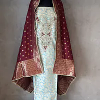 PURE ZARI SILK SUIT SET WITH HANDWORK