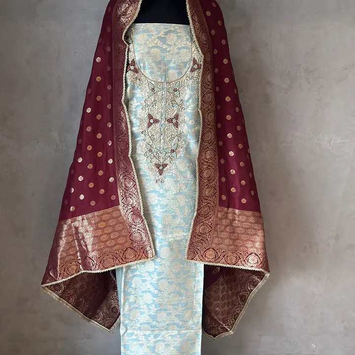 PURE ZARI SILK SUIT SET WITH HANDWORK