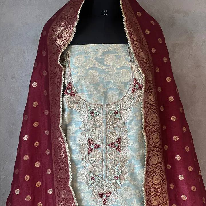 PURE ZARI SILK SUIT SET WITH HANDWORK