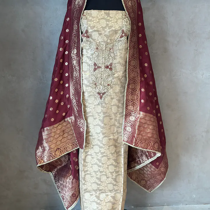 PURE ZARI SILK SUIT SET WITH HANDWORK
