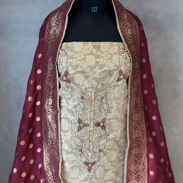 PURE ZARI SILK SUIT SET WITH HANDWORK