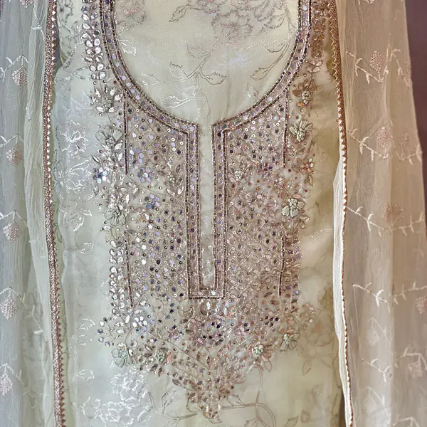 PURE ORGANZA HANDWORK SUIT SET