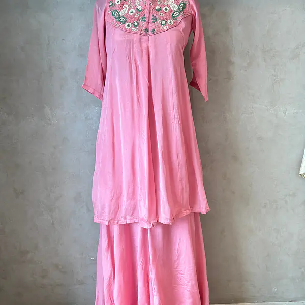 PREMIUM HIGH NECK HANDWORK CO-ORD SET - 40 - Peach