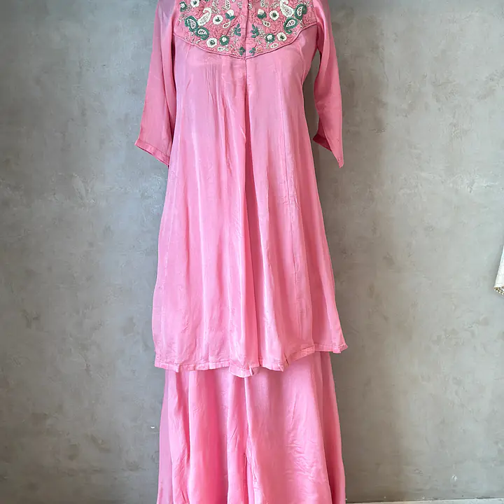 PREMIUM HIGH NECK HANDWORK CO-ORD SET - 40 - Peach