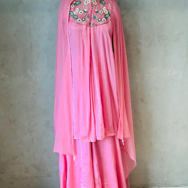 PREMIUM HIGH NECK HANDWORK CO-ORD SET - 42 - Peach