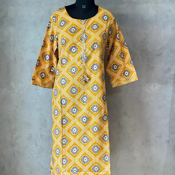 BEAUTIFUL FLORAL KURTI - Musterd - 44