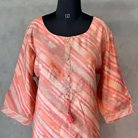 BEAUTIFUL KURTI IN LAHARIYA - Peach - 46