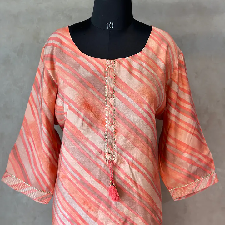 BEAUTIFUL KURTI IN LAHARIYA - Peach - 46