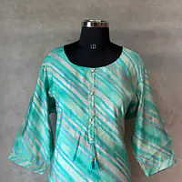BEAUTIFUL KURTI IN LAHARIYA - Rama Green - 50