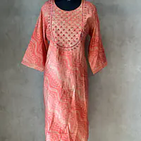 KURTI WITH SEQUENCE WORK - Orange - 46