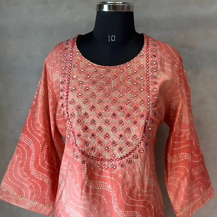 KURTI WITH SEQUENCE WORK - Mint Green - 46