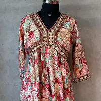 PRINTED ALIA CUT SUIT SET - Maroon - 46