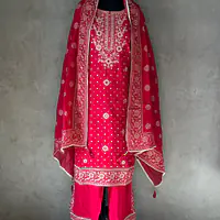 EMBROIDERED SUIT SET - Wine - 48