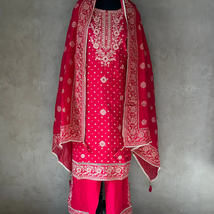 EMBROIDERED SUIT SET - Wine - 48