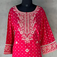 EMBROIDERED SUIT SET - Wine - 50