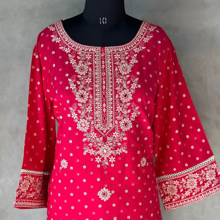 EMBROIDERED SUIT SET - Wine - 50