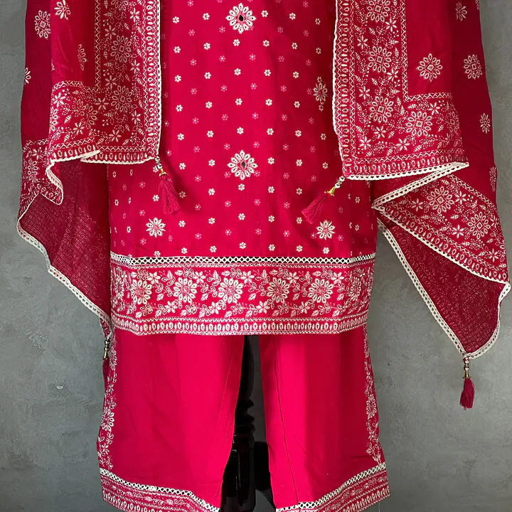 EMBROIDERED SUIT SET - Wine - 52