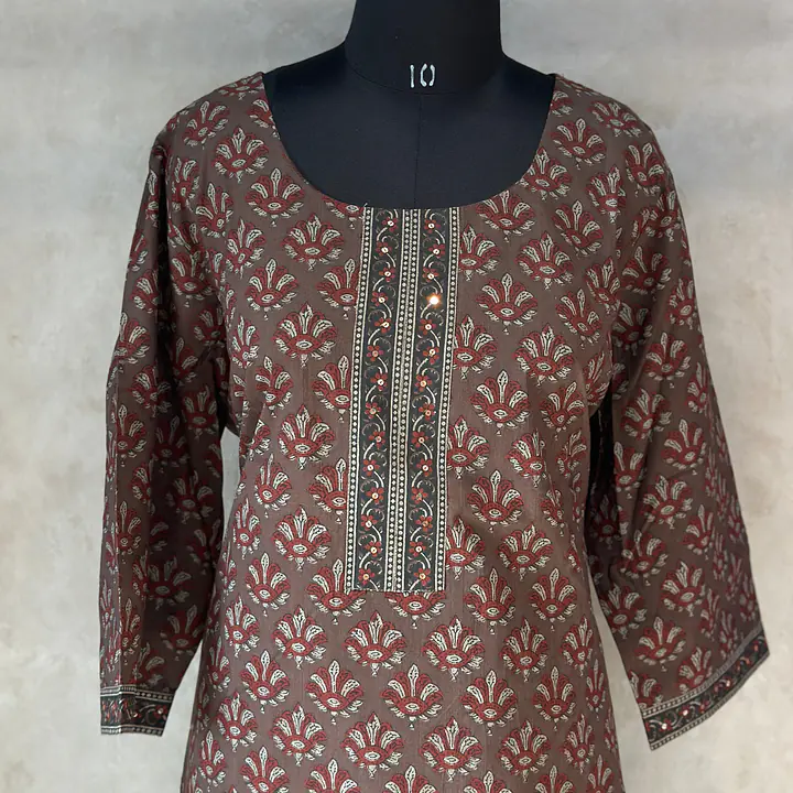COTTON SUIT SET WITH DUPATTA - Dark Blue - 52