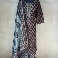 COTTON SUIT SET WITH DUPATTA - Black - 52