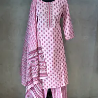 THREE PIECE COTTON SUIT SET - Baby Pink - 52