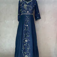 PURE CHINON INDO-FUSION GOWN - Navy Blue - 38