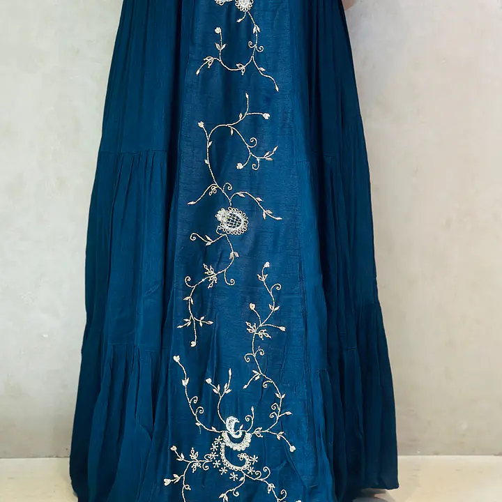 PURE CHINON INDO-FUSION GOWN - Navy Blue - 42