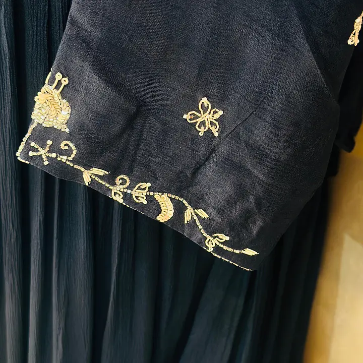 PURE CHINON INDO-FUSION GOWN - Navy Blue - 44