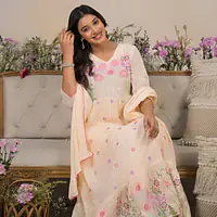 BEAUTIFUL EMBROIDERED MUL ANARKALI SUIT - 38