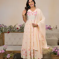 BEAUTIFUL EMBROIDERED MUL ANARKALI SUIT - 40