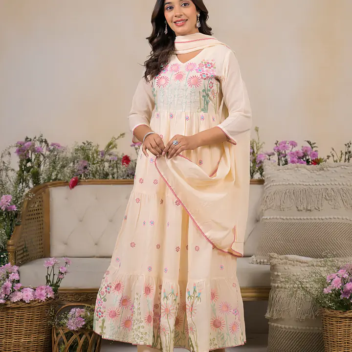 BEAUTIFUL EMBROIDERED MUL ANARKALI SUIT - 42