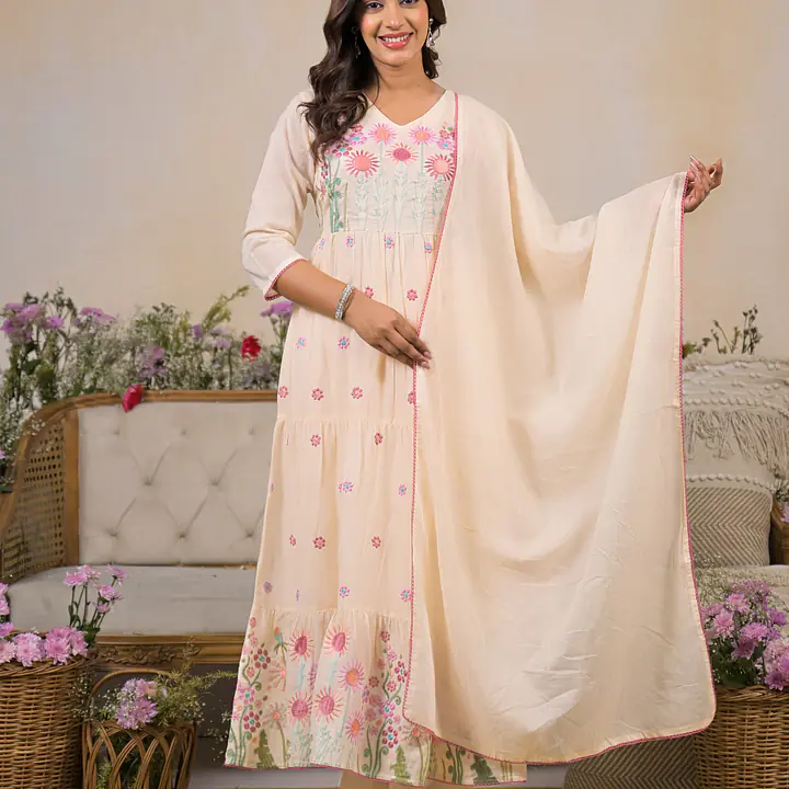 BEAUTIFUL EMBROIDERED MUL ANARKALI SUIT