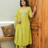 BEAUTIFUL EMBROIDERED MUL COTTON SUIT - 38